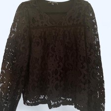 Romantic dark coquette whimsygoth practical magic black lace blouse INC size XL picture