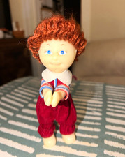 Vintage 1984 cabbage patch Boy Play Doll Blue Eyes Red Curly Hair Plastic/Fabric picture
