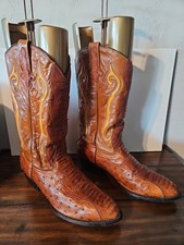 Vintage Rudel Men's Cowboy Boots 13 E Embossed Exotic Patchwork Leather picture