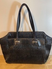 COACH NWOT $698 Taylor Alexis F25252 Black Pleated Leather Carryall Shoulder Bag picture