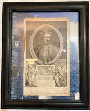 Antique framed line engraving Edward I, 1239 - 1307 King of England Museum piece picture