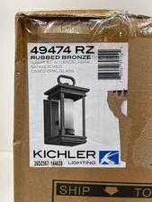 Kichler South Hope 1-Light Rubbed Bronze Outdoor Hardwired Wall Lantern Sconce picture