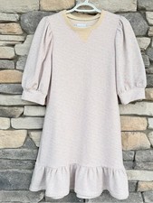 SAYLOR NY Jun Metallic Knit Puff Sleeve Sweatshirt Sweater Mini Dress Large L picture