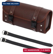 X AUTOHAUX Motorcycle Tool Bag Handlebar Bags Waterproof PU Leather Brown picture