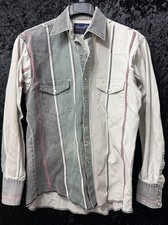 Vintage Wrangler X-Long Tails Brushpopper Pearl Snap Western Split Panel Shirt M picture