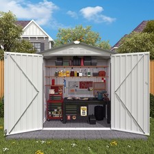 6x3.6 FT White Metal Lean To Shed with Window & Door, Outdoor Storage Shed picture