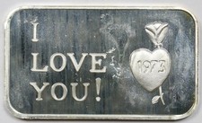 1973 Crabtree Mint I Love You 1 oz .999 Fine Silver Vintage Art Bar picture