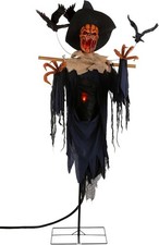Giant 7FT Animated Scarecrow with Flying Crows Halloween Decoration - LED Light- picture