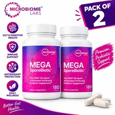 2 Pack Mega Sporebiotic 180 Capsules Microbiome Labs probiotic supplement picture