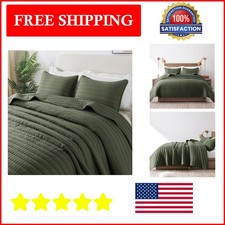Elegant Olive Green Quilted Quilt Set for King Beds - Cozy & Machine Washable picture