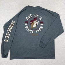 Buc-ee's T-Shirt Mens XXL Gray Long Sleeve 1982 Felt Graphic Texas Souvenir picture