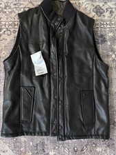 Daniel Cremieux Black Lambskin leather vest with green lining. size L  NWT picture