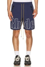 Rhude Navy Logo Drawstring Lined Shorts M picture
