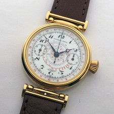 Rare ANTIQUE Mechanical Marriage Swiss Wristwatch UNIVERSAL Chronograph Gilt picture