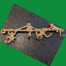 🐵 VTG 1990s 4 Monkeys Key Rack Brass Key Holder Hooks Andrea Sadek or Bombay Co picture