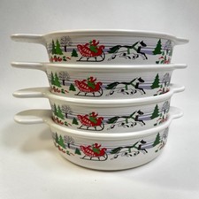 Vtg 1988 Christmas Corning Ware P-240-B Grab It Bowls 750ml Employee Rare Lot 4 picture