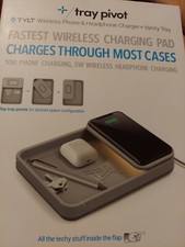TYLT Tray Pivot QITRPVTGY-T Gray Wireless Phone And Headphone Charger  picture