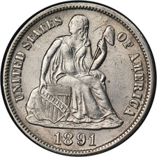1891-S Seated Liberty Dime Nice BU Nice Eye Appeal Nice Strike picture