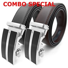 Genuine  Real Leather Ratchet Belt Belts For Men Man Adjustable Automatic Buckle picture