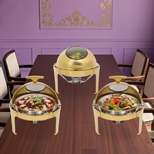 3PCS Stainless Steel Chafing Dish Buffet Warmer Chafer Warmer Set with Lid Round picture