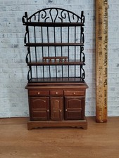 Beautiful Walnut And Metal Two Piece Hutch Dollhouse Furniture 1:12 picture