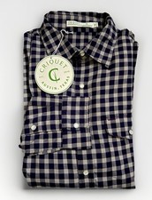 New CRIQUET Shirt Mens sz M Pearl Snap Long Sleeve Western Plaid Blue NWT picture
