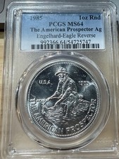 Engelhard 1985 1 oz Silver Round American Prospector PCGS MS64,  picture