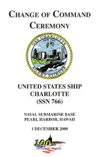 USS Charlotte SSN 766 Change of Command pamphlet 2000 picture