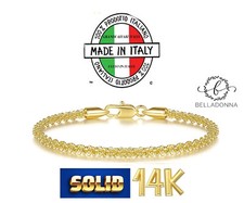Italian 14k Gold Bracelet Corda a Stella Star Rope Solid Sparkling Italia 7.5 in picture