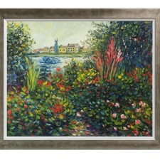 La Pastiche Flowers at Vétheuil Framed Hand Painted Oil Reproduction 12.4”x10.4” picture