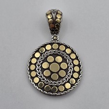 John Hardy 925 Sterling Silver 1/3 18K Gold 2-Tone Dot Round Enhancer Pendant picture
