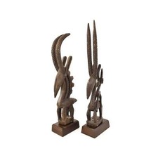 Bamana Antelope Chi Wara Headcrest Pair with Custom Bases Mali picture