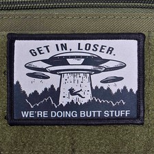 Alien Get In Loser Patch Moral Tactical Military Butt Stuff USA Flag Hook & Loop picture