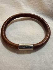 Brighton Woodstock Single Leather Bracelet Brown Silver Magnetic Clasp Size 6.5 picture