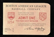1946 Ted Williams Boston Red Sox GM Ticket Pass MVP/Pennant 502’ HR Cycle  picture