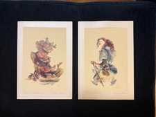 ORIGINAL ARTIST's COPY MONOTYPE PRINTS Set of 2 UNIQUE MYSTICAL CREATURES picture