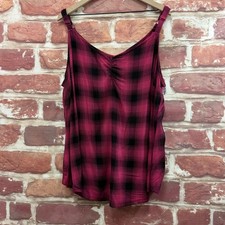 Torrid Sophie Top Womens 4X Pink Black Plaid Camisole Tank Shirt Casual  picture