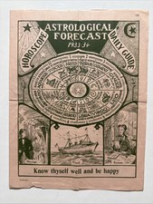 Rare 1933-34 Astrological Forecast Horoscope Daily Guide Astrology Zodiac picture
