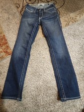 Ariat REAL Denim Women’s Straight Jeans Dark Wash Blue Mid Rise 5-Pocket 26 picture