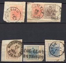 #904 - Austria - 1850/1854 - Lot of 6 Fragment Stamps picture