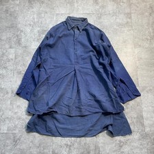 1940s French Work Moleskin Grandpa Shirt Blue picture