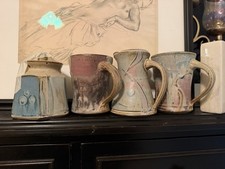 Set Of Four JERRY KESSLER Loess Hills Studio Pottery Pieces Signed-Onawa Iowa picture