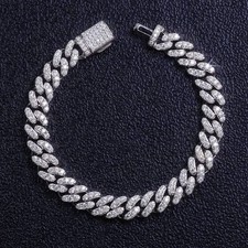 8mm 7in Moissanite Cuban Link 925 Sterling Silver Bracelet picture