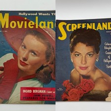 1949 Vintage Movie Magazine Lot 2 Screenland Movieland Ava Gardner Jeanne Crain picture