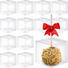 100 Pcs Candy Apple Boxes with Hole 4 x 4 x 4 inch Caramel Apple Container Tr... picture