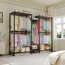 Garment Rack Closet Organizer w/ Hanging Rods & Adjustable Shelves Clothes Rack picture