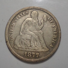 1877 CC Carson City Very Fine+ Seated Liberty Silver 10C dime COMBINE SHIPPING picture