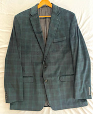 Lauren Ralph Lauren Sport Coat Mens 44L Green Black Plaid Blazer 2 Button picture