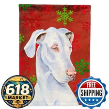 Caroline's Treasures LH9311CHF Great Dane Red Green Snowflakes House Flag Large picture