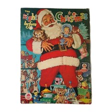 Vintage Merrill Company Linen NIGHT BEFORE CHRISTMAS 1961 VGC picture